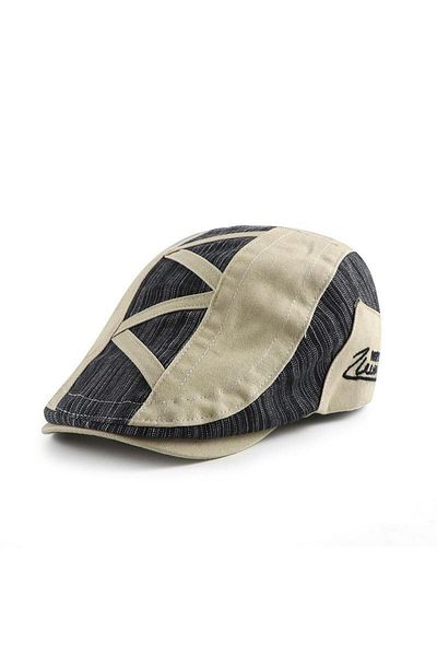 valkyrie Italian Style Retro Zigzag Line Men's Cream Cap Hat Adjustable with Buckle