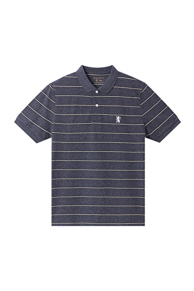 Giordano Men's Slim Fit Stripe Polo - Cotton Pique, Flat Knit Collar