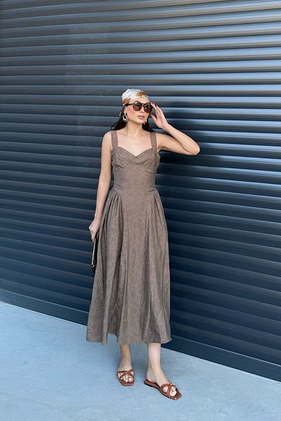 Seda Yalçın Atelier Φόρεμα βιζόν με συσκευασμένο στήθος στο πλάι