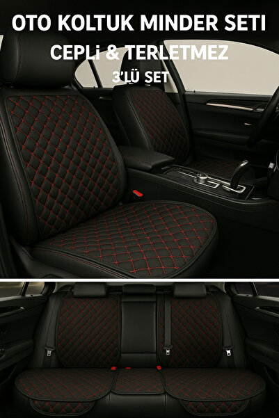 dizaynpark طقم وسائد مقعد السيارة بجيب ريش تايلاندي وظهر مضاد للعرق - غطاء حم...