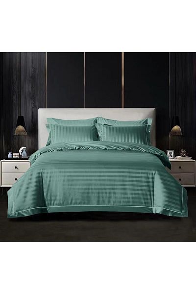 OEM Double Bed Linen Set, Damask, 6 Pieces, Plain, 230x250 cm, Turquoise