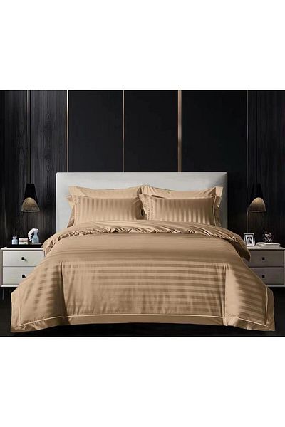 OEM Brown Damask Bedding Set, UNI, 6 Pieces, 230 x 250 cm, 4 Pillowcases