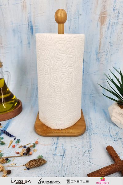 MONTESEV Wooden Bamboo Paper Towel Holder Wooden Napkin Holder Kitchen Organizer