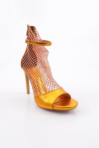 DGN Women's Silver Stone Transparent Ankle Belt Tie Heeled Shoes Orange Matte 314233210