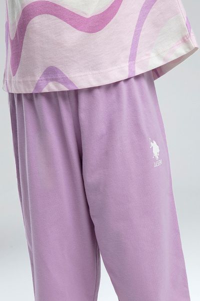 U.S. Polo Assn. Girl's Patterned Bermuda Suit - 100% Cotton