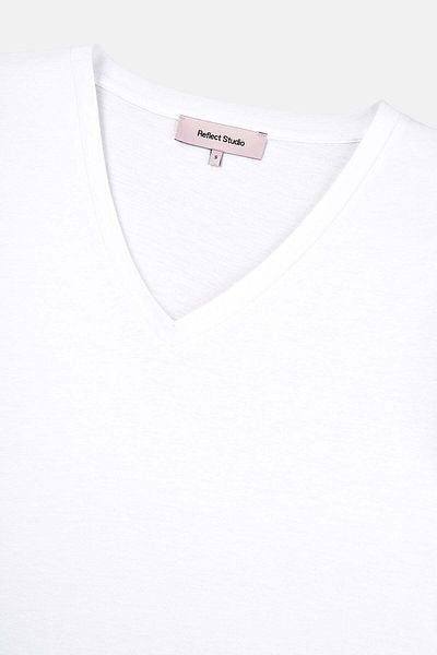 Reflect Studio Tricou de bază ușor cu decolteu în V pentru femei - alb