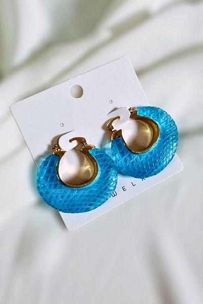 PETEK AKSESUAR Stylish Summer Resin Hoop Earrings