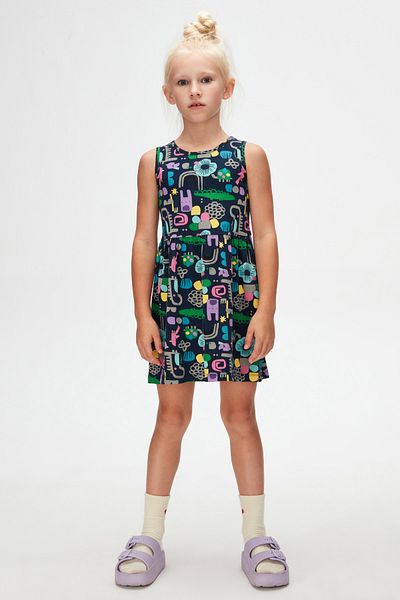 LOVETTI Girl's Patterned Sleeveless Dress - Cutouts Animal