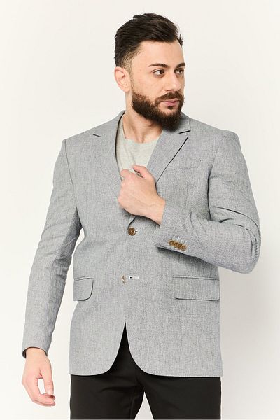 Esprit Men Regular Fit Solid Semi Formal Blazer, Grey