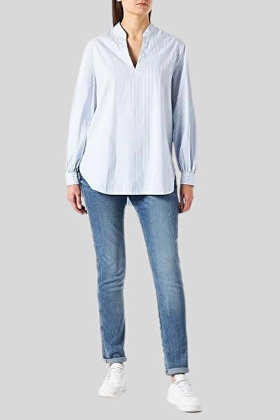 BOSS Regular Fit Uzun Kollu Kadın Bluz Mavi
