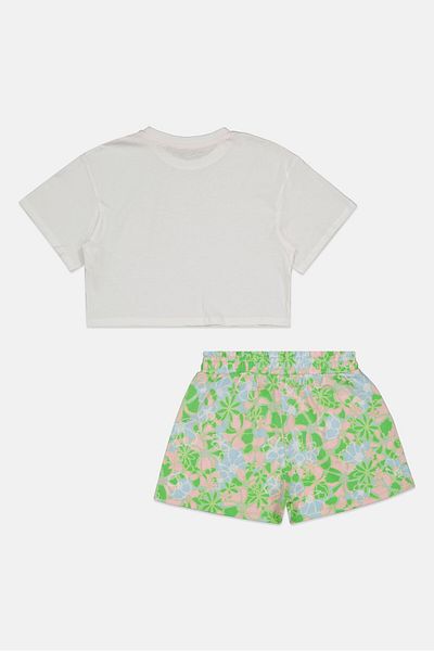 JACK WİLLS Kids Girl 2 Pc Graphic Printed Tee And Shorts Set, Multicolor