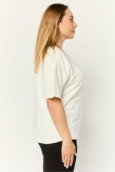 Esprit Women Crew Neck Short Sleeves Textured T-Shirt, Off White