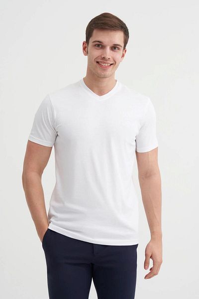 Cazador 4624 Ανδρικό T-Shirt με λαιμόκοψη σε V λευκό