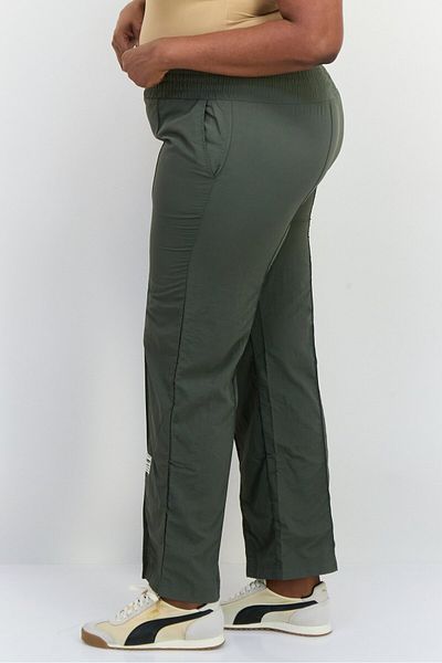 The Giving Movement Women Regular Fit Solid Wide Leg Pants, Dark Olive