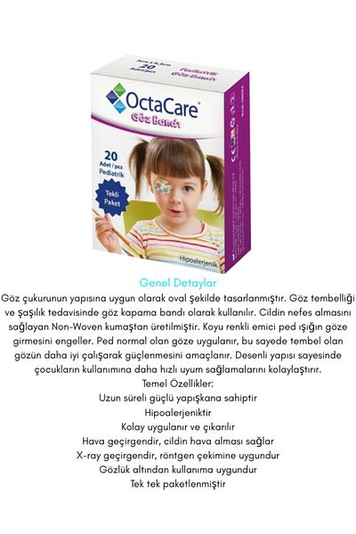 Octacare 5 cm X 6.2 cm 20 Pieces Pediatric Eye Patch