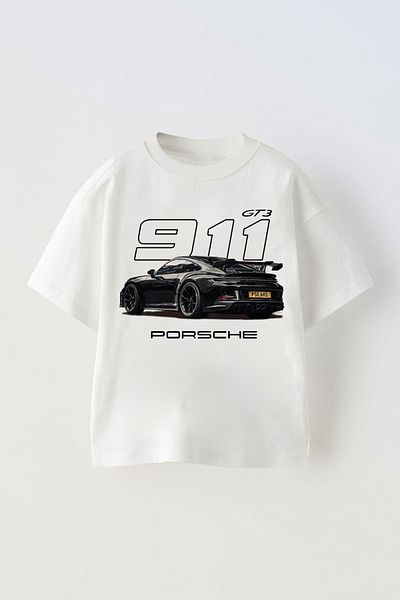 c.c.l. coccolin kids baby clup Tricou supradimensionat pentru copii cu imprimeu Porsche Car pentru băieți