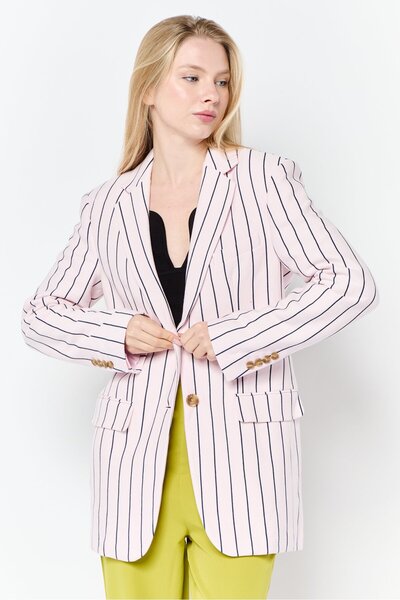 Esprit Women Regular Fit Knitted Casual Blazer, Pink