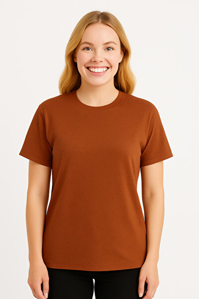 İpek Tekstil 100% Cotton Women's T-Shirt Solid Color Basic Combed Cotton Crew Neck