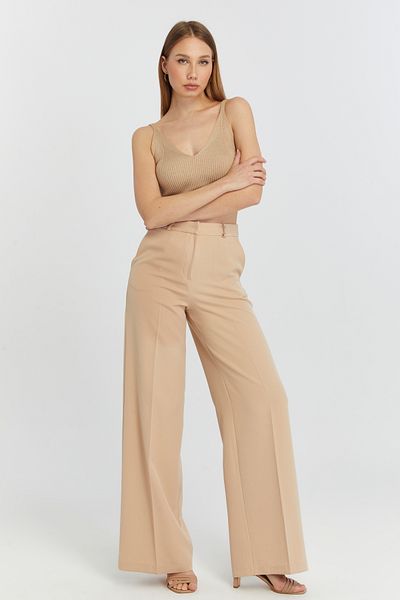 Bolivente Mink Palazzo Wide Leg Woven Fabric Trousers
