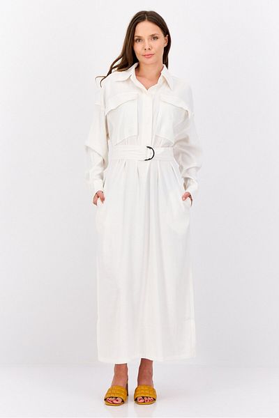 Esprit Women Oversized Solid Shirt Dress, Off White