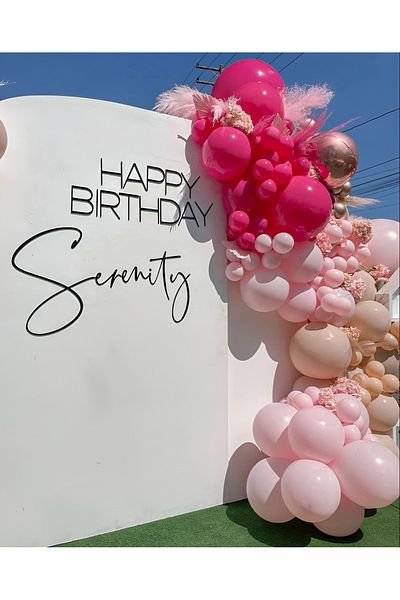 Parti Setim Macaron Pink / Milk Coffee / Flamingo Pink / Rosegold Chrome Balloon Chain Set of 60