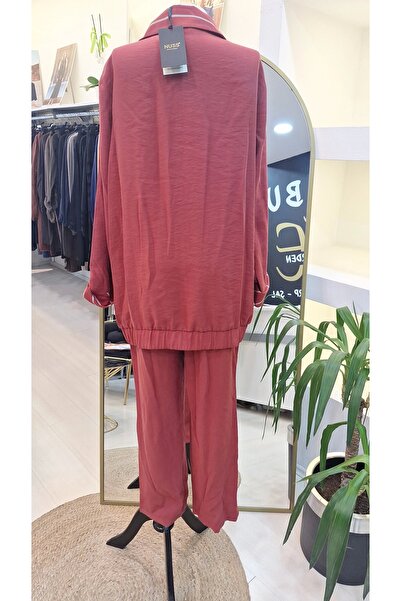 Nuss 1048 Line Detail Trousers Suit - Red