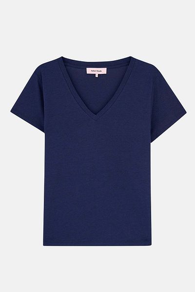 Reflect Studio Basic Lightweight V-Neck Women's T-Shirt - Navy Blue