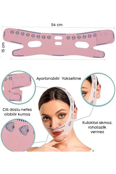 Sh Mağazacılık Face Lifting Strap, Elastic and Breathable Beauty Strap Chin Mask Face Lifting Belt