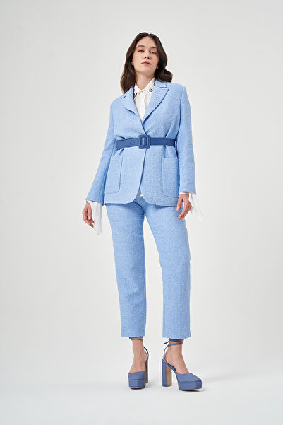 Mimya Mavi Dokulu Blazer Ceket 6710