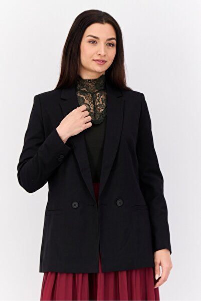 Esprit سترة نسائية شبه رسمية سادة بقصّة عادية، باللون الأسود