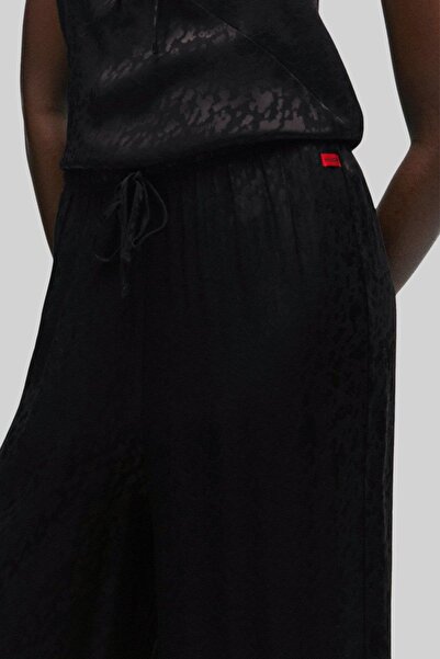 HUGO Kadın Imzalı Jakarlı Logolu Pijama Bluz Siyah