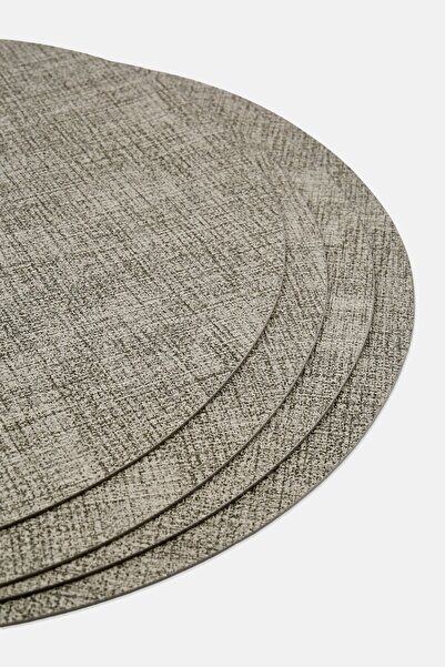 YOTO 4 Pcs Round Placemats 38 Dia cm, Grey