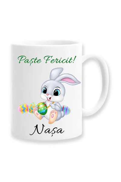 OEM Cană albă personalizată „Paște fericit”, Inovatix®. 330ml