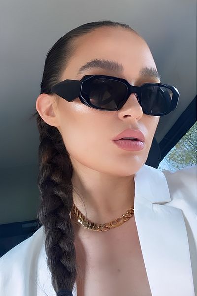 Chunky Frame Unisex Vintage Jenniy Black Sunglasses