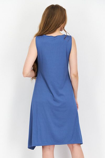 Anne Klein Kadın Yivli Cepli Kazak Mendil Etek Mini Elbise، Mavi