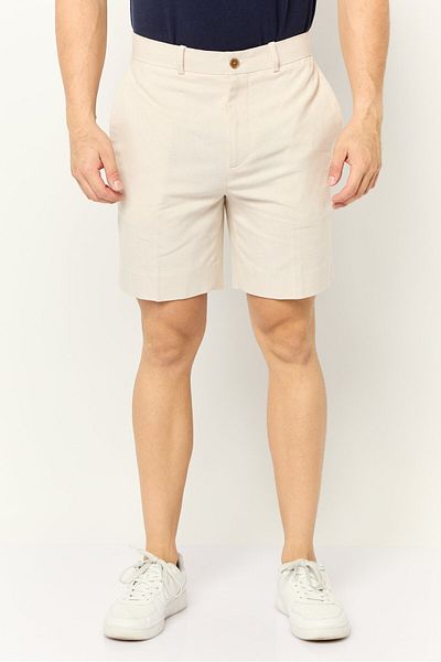 Esprit Men Regular Fit Solid Chino Shorts, Beige