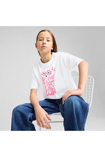 Puma Graphics Length Çocuk Beyaz T-Shirt
