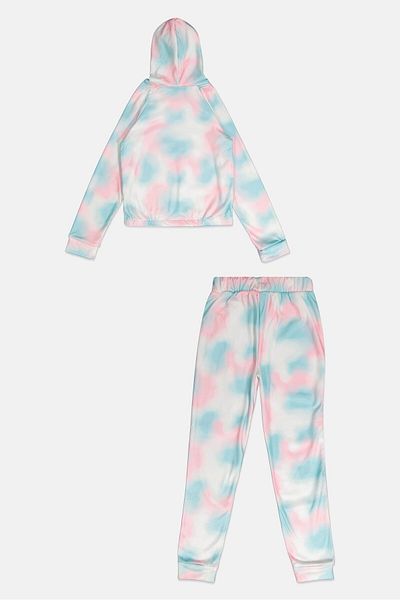 Body Glove Kids Girl 2 Pcs Tie Dye Print Sweatshirt And Sweatpant Set, Pink