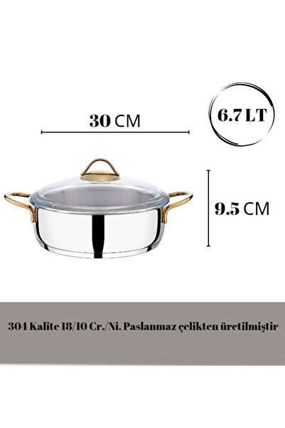 Öncü 30 Cm Çelik Karnıyarık Basık Tencere
