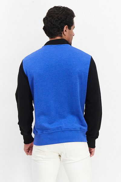 Lyle & Scott Men Mock Neck Long Sleeve Embroidered Logo Full Zipper Sweatshirt, Blue