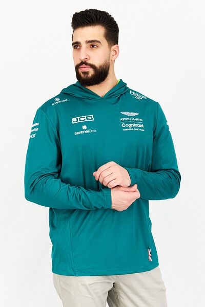 Aston Martin Men Sportswear Fit Long Sleeve Training Hoodie, Green