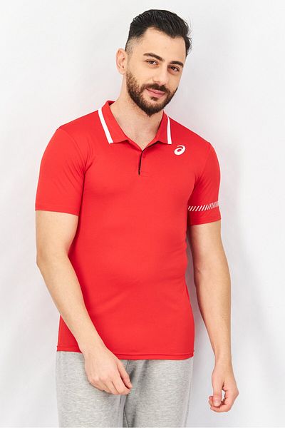Asics Men Sportswear Fit Short Sleeves Training Polo Shirt, Red