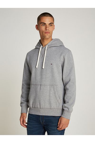 Tommy Hilfiger Men Medium Grey Heather Essential Fleece Drawstring Pullover Hoodie
