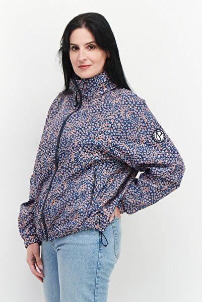 Pepe Jeans Women Floral Print Raincoat Jacket, Blue