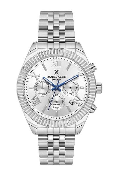 Daniel Klein Brand Silver Color Steel Cord Inner Functions Active Steel Men's Wristwatch - with Bracelet Gift