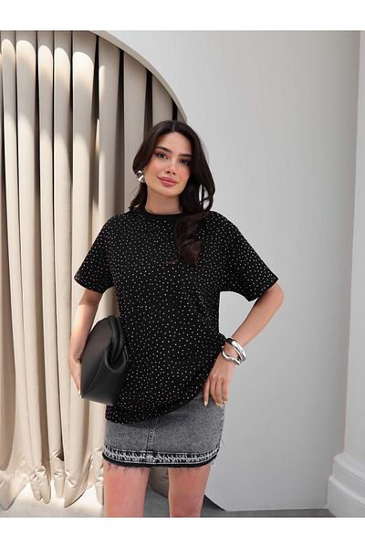 ESRAHELVACI Tricou cu sclipici cu imprimeu de piatră