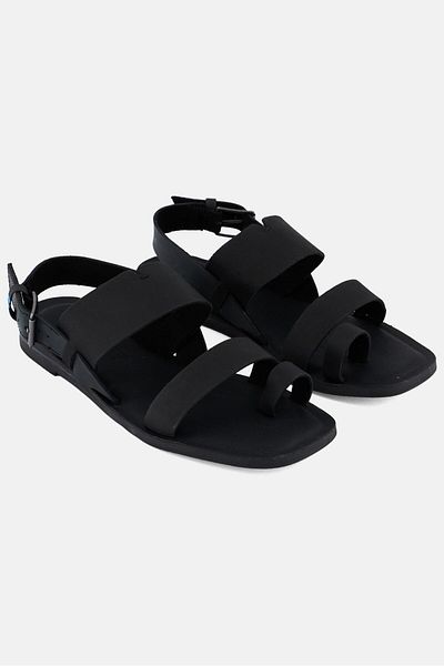 Toms Women Freya Adjustable Buckle Closure Leather Sandals, Black