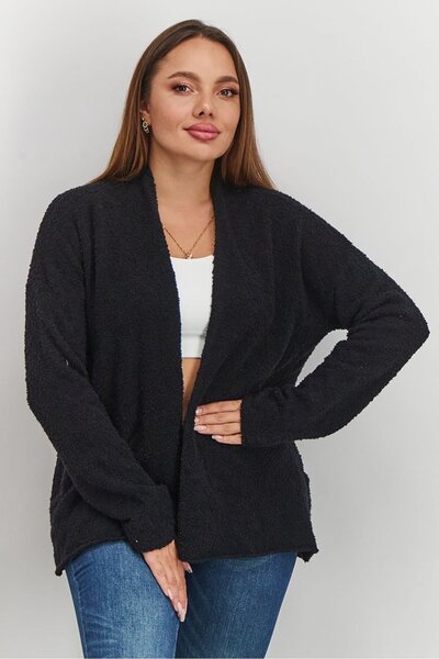 Eileen Fisher Women Open Front Textured Cardigan, Black