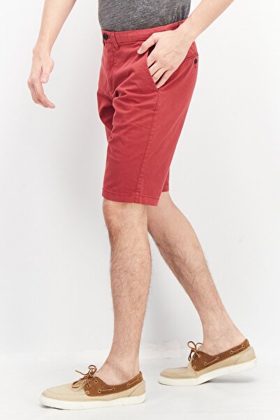 CELIO Men Solid Belt Loops Chino Shorts, Red