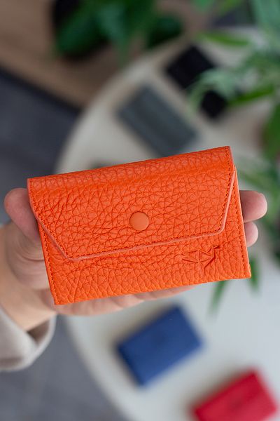 Garbalia Lucas Genuine Leather Accordion Model Orange Unisex Card Holder with Lots of Eyes